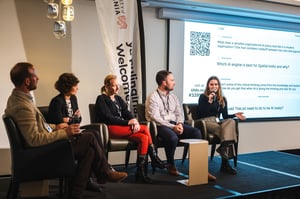 Roxane at panel discussion at State of GIS conference in Hobart 